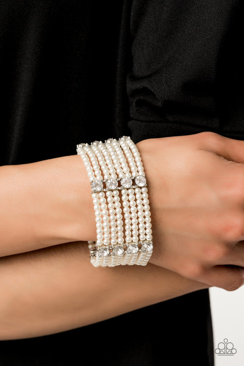 Get In Line White Bracelet Paparazzi