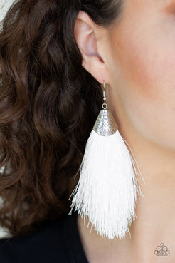 Tassel Temptress White Earrings