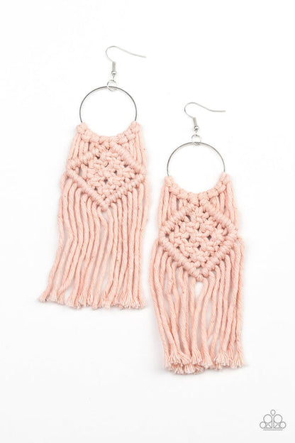 Macrame Rainbow Pink Earrings Paparazzi