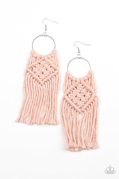 Macrame Rainbow Pink Earrings Paparazzi