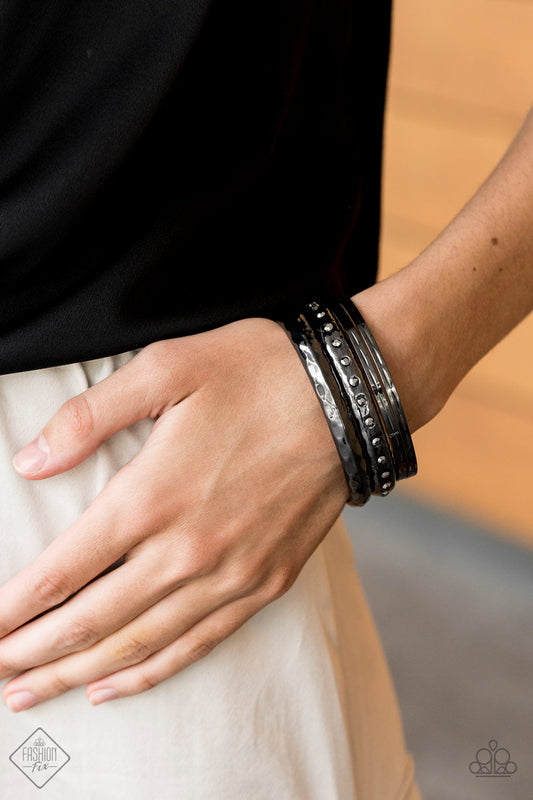 Revved Up Rhinestones Black Bracelets