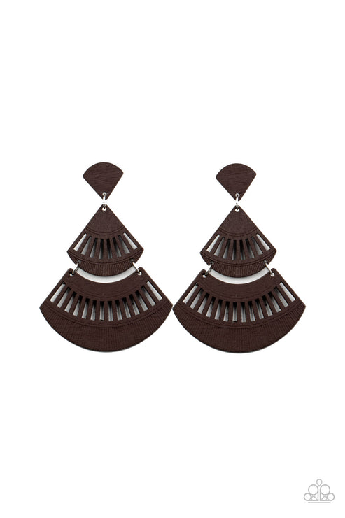 Oriental Oasis Brown Post Earrings Paparazzi