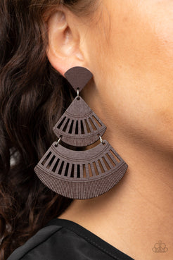 Oriental Oasis Brown Post Earrings Paparazzi