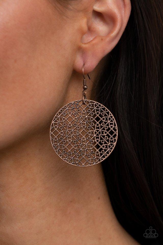 Metallic Mosaic Copper Earrings