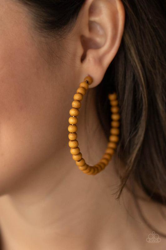 Should Have, Could Have, WOOD Have Brown Hoop Earrings Paparazzi
