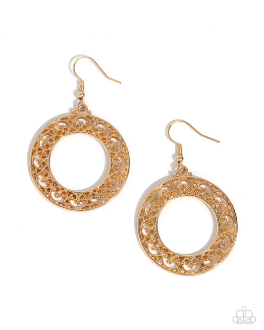 Vineyard Valentine Gold Earrings Paparazzi