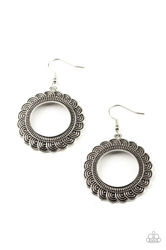 Mayan Mardi Gras Silver Earrings Paparazzi