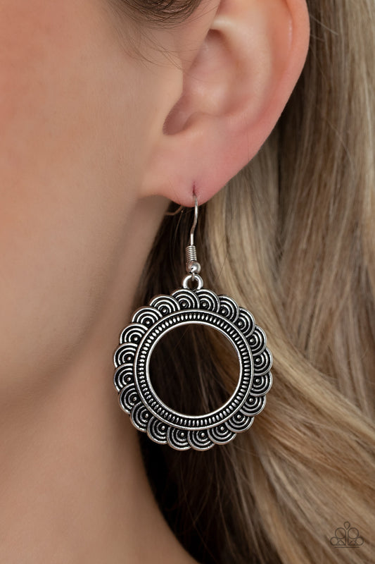 Mayan Mardi Gras Silver Earrings Paparazzi