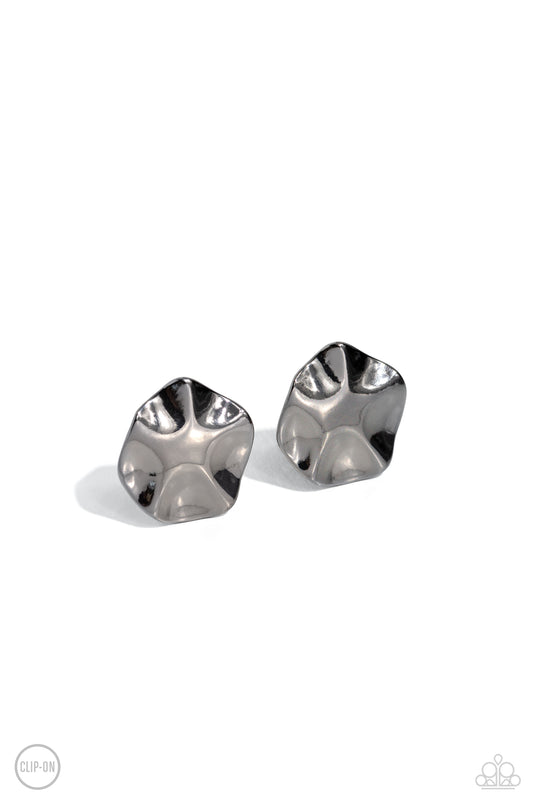 Destination Unknown Black Clip-On Earrings