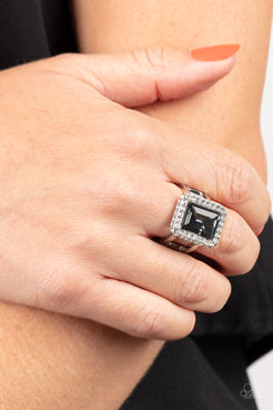 Glamorously Glitzy Silver  Ring Paparazzi