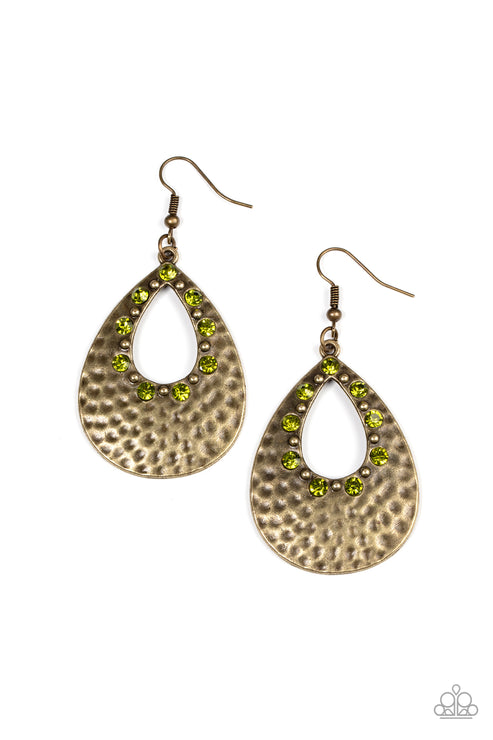 Terraform Twinkle Green Earrings Paparazzi