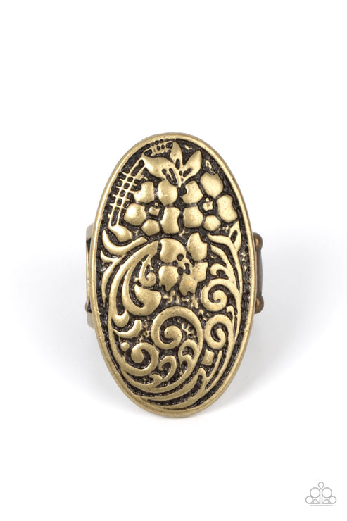 Floral Fortress Brass Ring Paparazzi