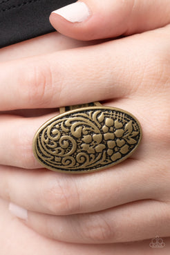 Floral Fortress Brass Ring Paparazzi