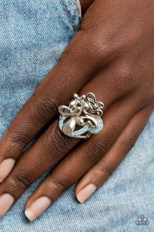 Fluttering Flashback Blue Ring Paparazzi