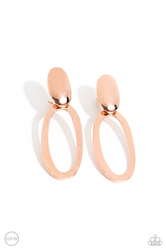 Pull OVAL! Copper Clip-On Earrings