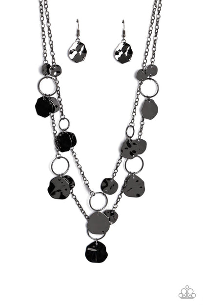 Hammered Horizons Black Necklace Paparazzi