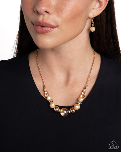 Disco Date Gold Necklace Paparazzi