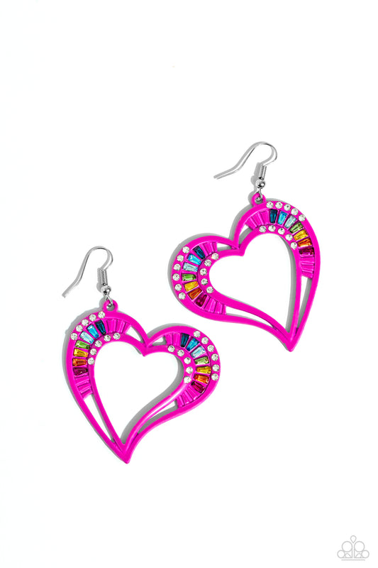 Embellished Emeralds Pink Earrings