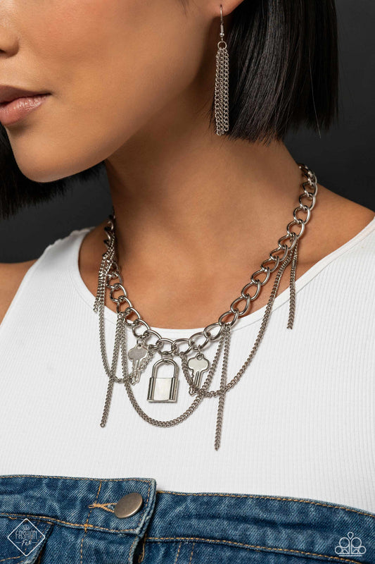 Against the LOCK Silver Necklace Paparazzi