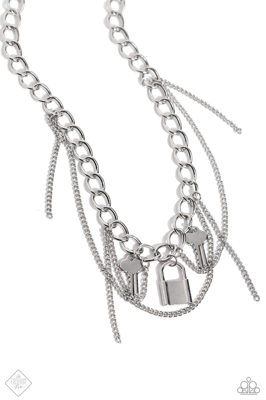 Against the LOCK Silver Necklace Paparazzi