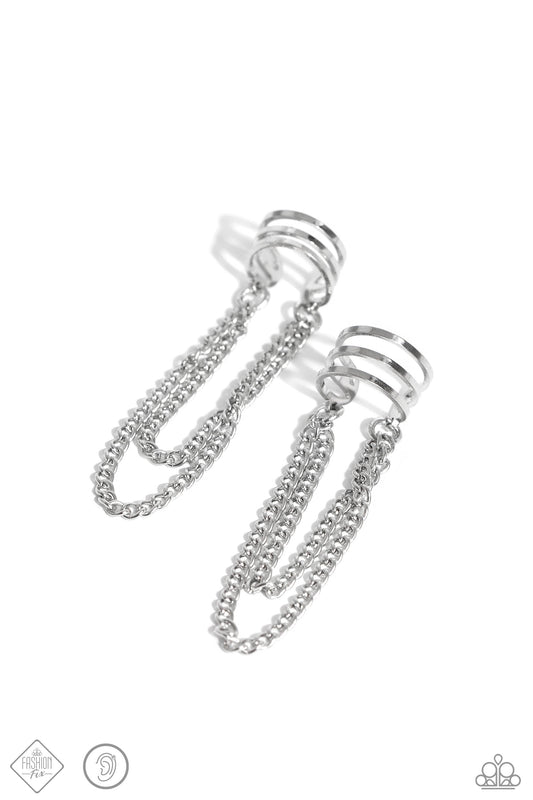 Unlocked Perfection Silver Ear Cuff Earrings Paparazzi