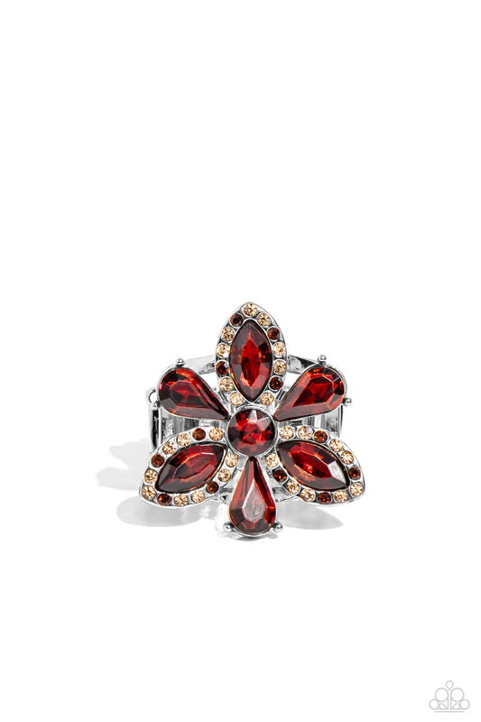 Blazing Blooms Brown Ring Paparazzi