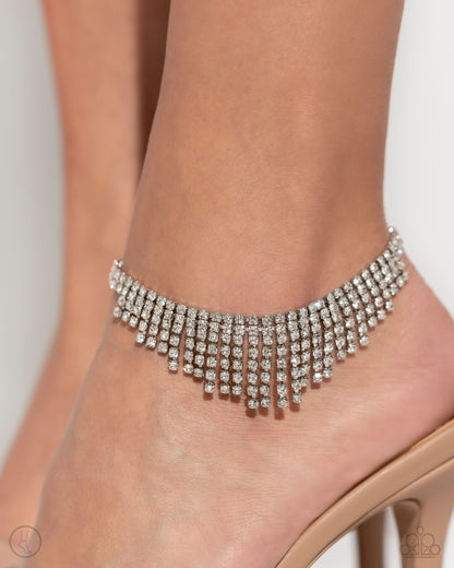 Curtain Confidence White Ankle Bracelet Paparazzi