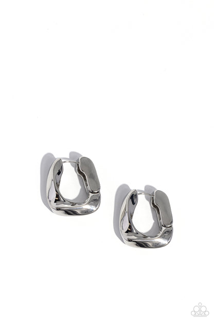 Asymmetric Advocate Silver Hoop Earrings