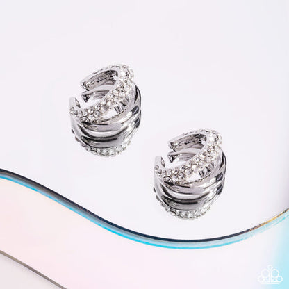 Sizzling Spotlight White Ear Cuff Earrings Paparazzi