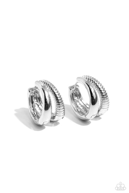 Textured Tremolo Silver Hoop Earrings Paparazzi