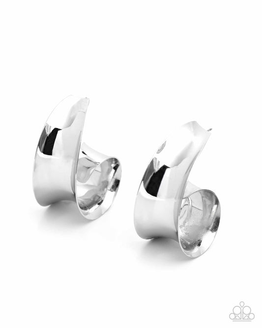 Curly Cadence Silver Hoop Earrings