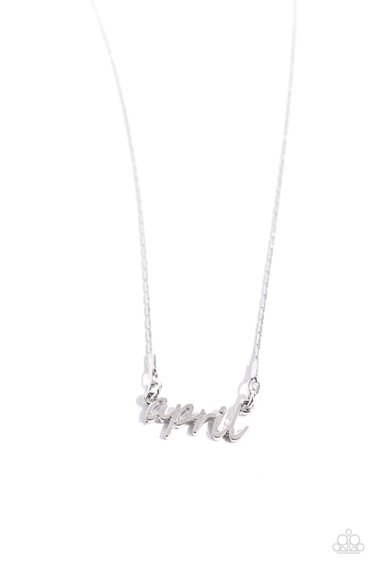 Birth Month Bling April  Silver Necklace