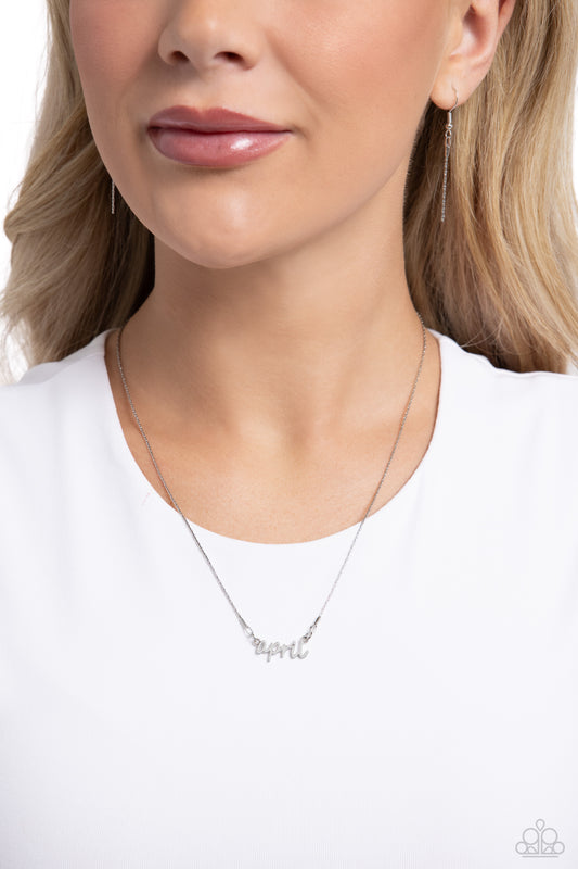 Birth Month Bling April  Silver Necklace