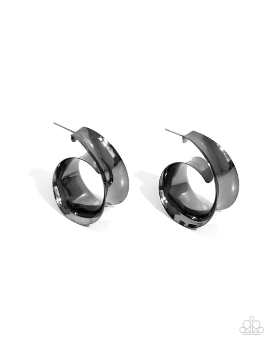 Curly Cadence Black Hoop Earrings