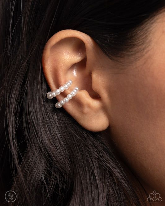 PEARLS Just Want to Have Fun White Ear Cuff Earrings Paparazzi