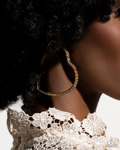 Halftime Hearts Multi Gold Hoop Earrings Paparazzi