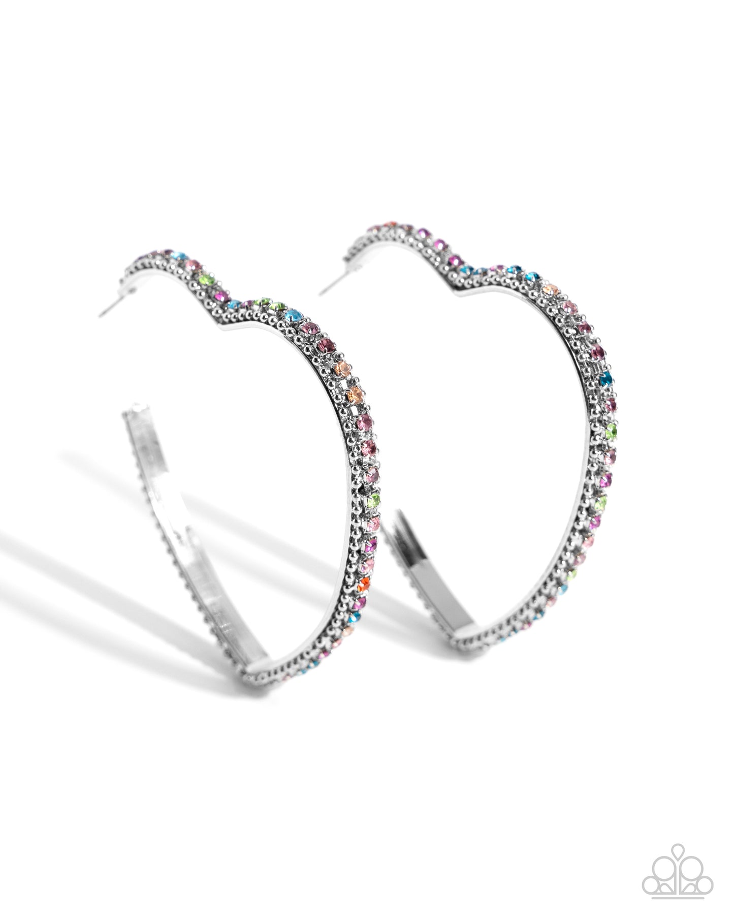 Halftime Hearts Multi Silver Hoop Earrings