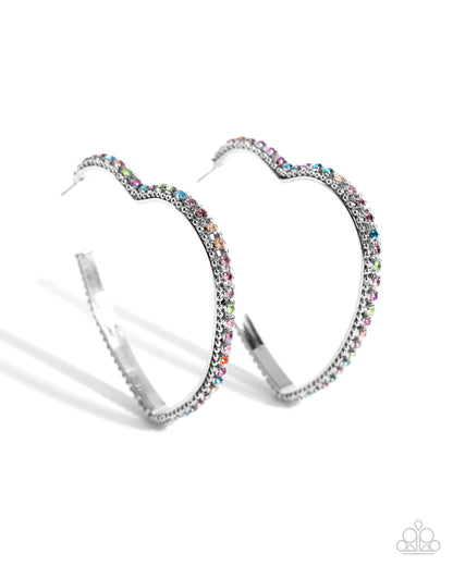 Halftime Hearts Multi Silver Hoop Earrings