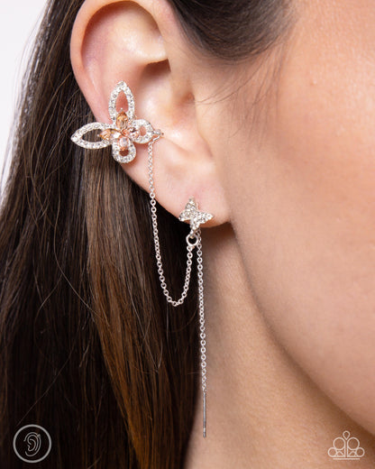Threaded Travel Orange Ear Cuff Earrings