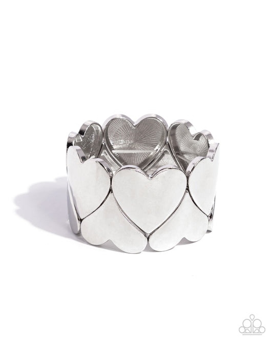 Sweetheart Setting Silver Bracelet