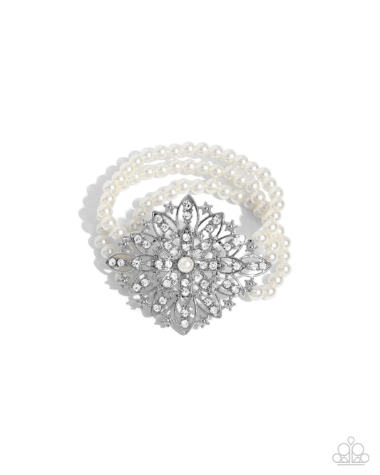 Flattering Florals White Bracelet