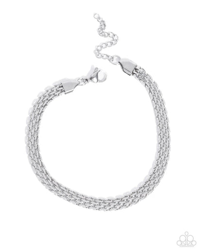 Chained Constitution Silver Mens Bracelet