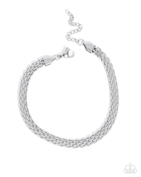 Chained Constitution Silver Mens Bracelet