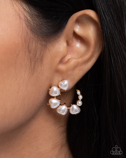 Castle Courting Gold Post Earrings Paparazzi