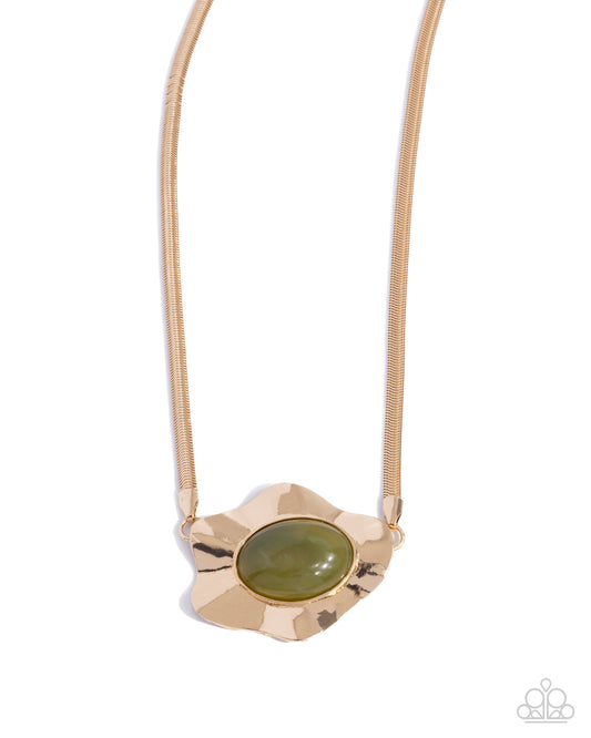 Sideways Shimmer Green Necklace