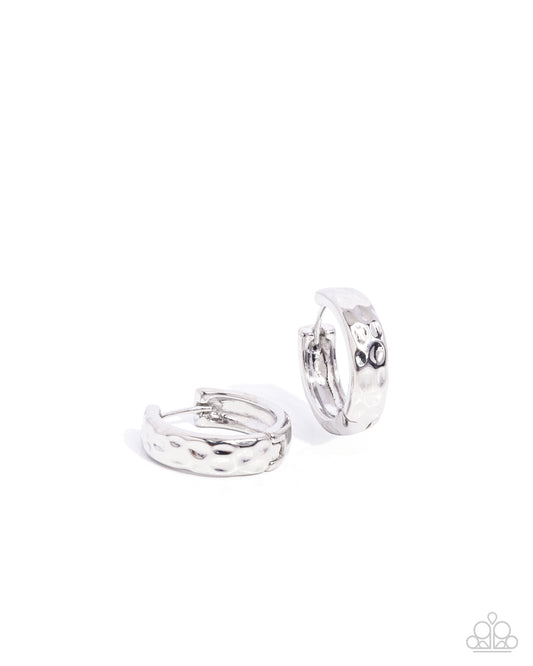Hammered Hyperaware Silver Hoop Earrings Paparazzi