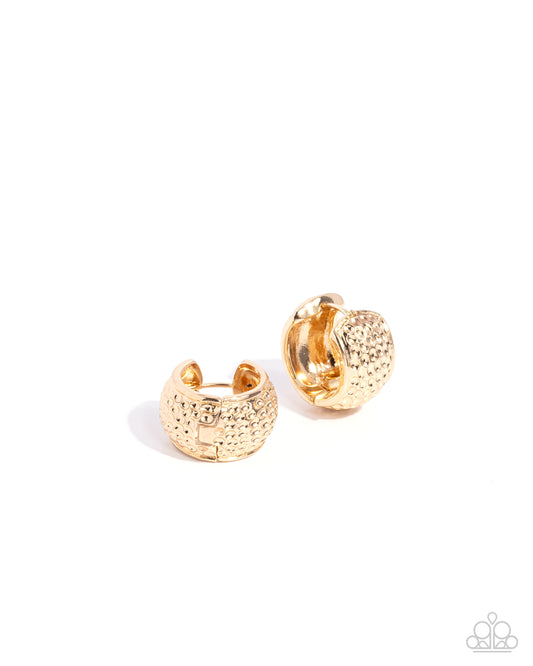 Hammered Heaven Gold Hoop Earrings Paparazzi