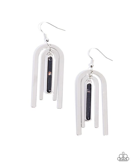 Coarse Conversation Black Earrings Paparazzi