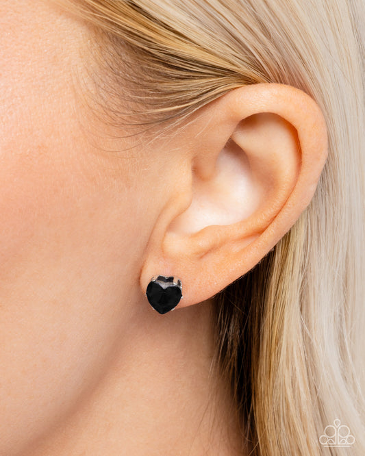 Sweetheart Stunner Black Post Earrings Paparazzi