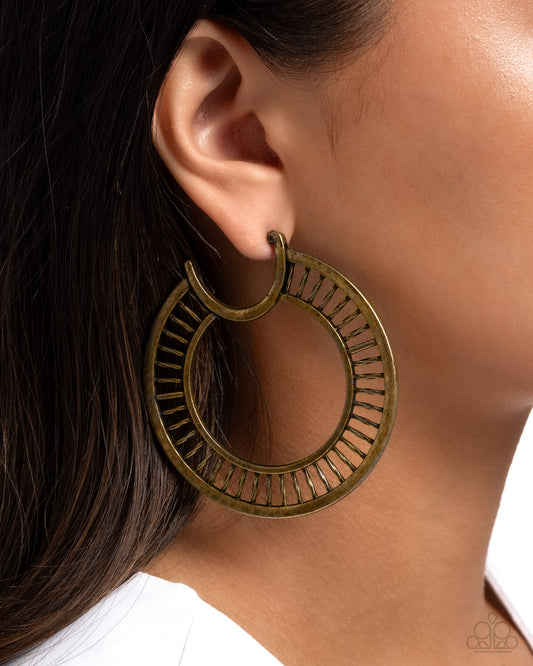 Set the Scene Brass Hoop Earrings Paparazzi